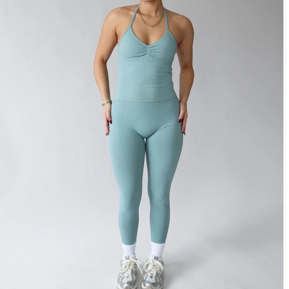Light Blue Halter Neck Activewear Set
